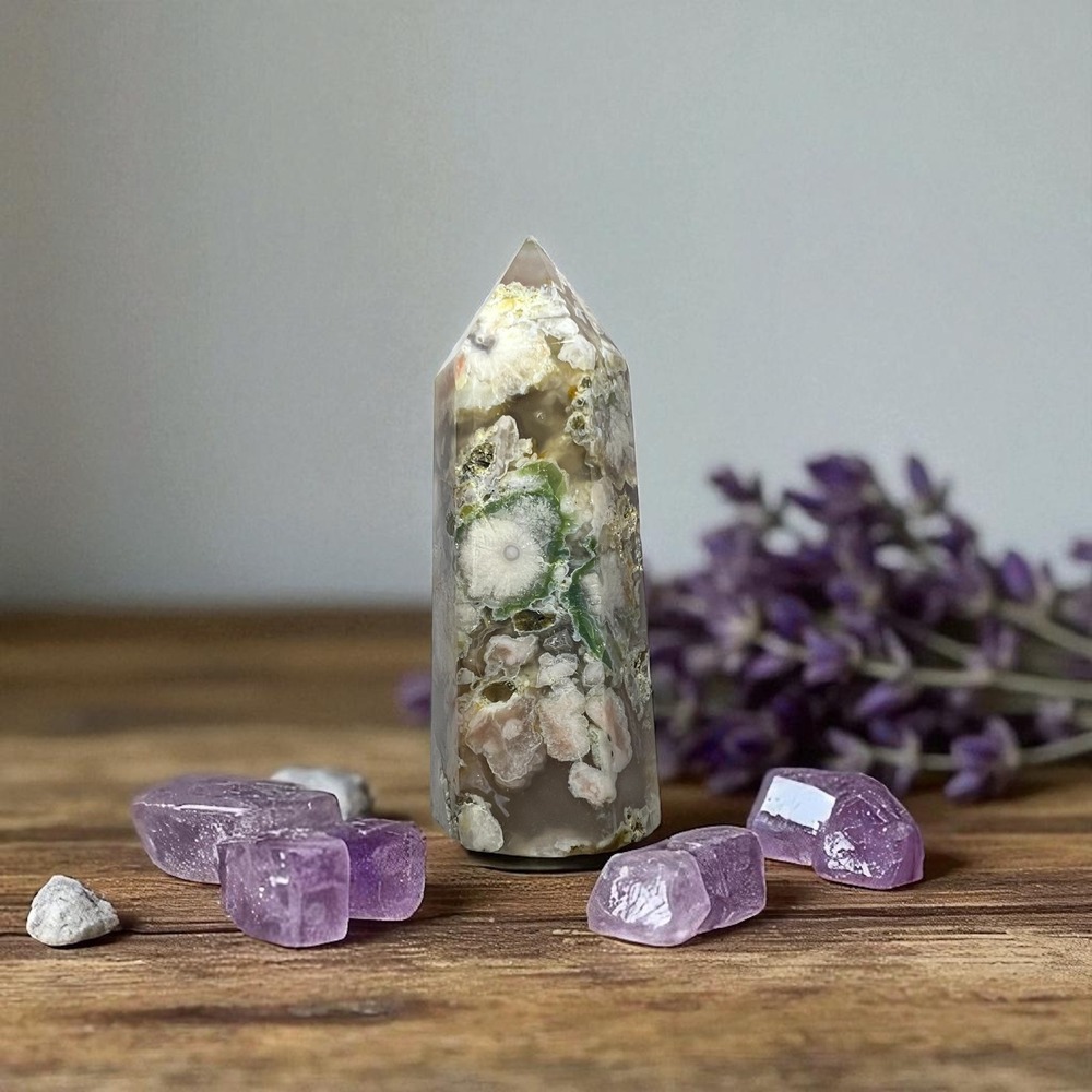 Pink Amethyst Flower Agate | Healing Crystal for Boho Home & Spiritual Decor
